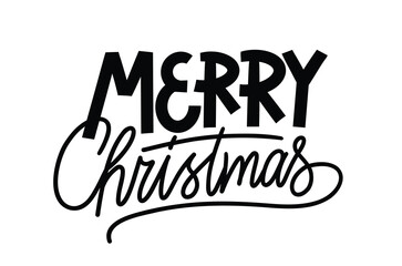 Merry Christmas lettering. Vector illustration. Invitation card.