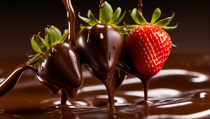 Fresh  natural  strawberries covered in chocolate