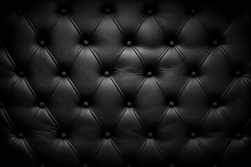 Close-up of tufted black leather texture. Concept of luxury design.