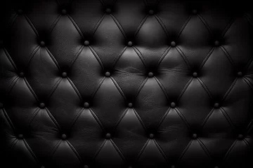 Deurstickers Close-up of tufted black leather texture. Concept of luxury design. © Anna