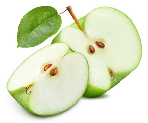 Green apple fruits isolated on white background