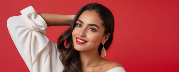 Beautiful Moroccan good woman nice fashion half body eye contact