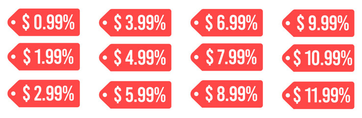 set of red sale labels, Set of red sale labels, Set Pricing And Offer Stickers 