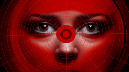 Eyes targeted in red crosshairs.