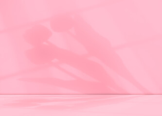 Pink Background Shadow Window Studio 3d Rose Color Pastel Gradient Stage Space Empty Backdrop Scene Loft Mockup Product Beauty Shape Minimal Summer Abstract Template Table Cosmetic Loft Sweet Love.