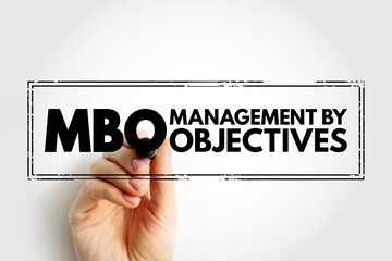 MBO Management By Objectives - strategic approach to enhance the performance of an organization, acronym text concept stamp - obrazy, fototapety, plakaty