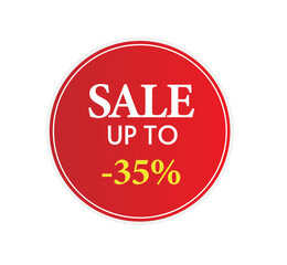 Sale red banners set, discount and best offer tag, label or sticker, Sale up to 35%