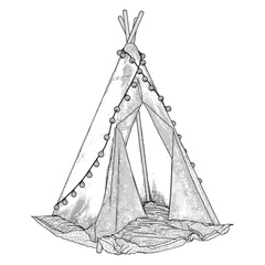 Wigwam Tent Children’s Toy Vector. Illustration Isolated On White Background. A Vector Illustration Of Childhood Playground.