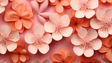 Abstract floral background of paper pink apricot flower