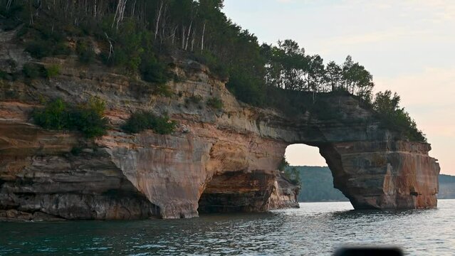 View of Lover's Leap arch at Pictured Rocks National Lakeshore, Michigan