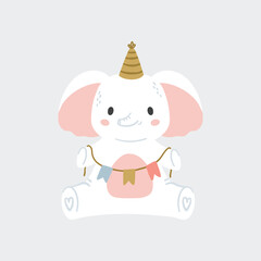 Cute baby elephant nursery print