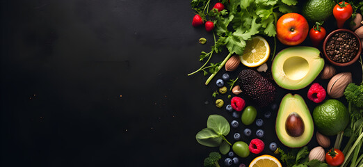 Obraz na płótnie Canvas Border liver detox diet food concept background