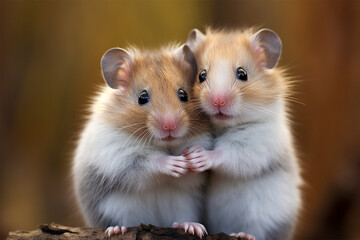 a pair of hamsters
are hugging