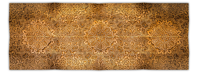 Creative picture of arabic background. Beige arab geometric decoration - vintage retro design - obrazy, fototapety, plakaty