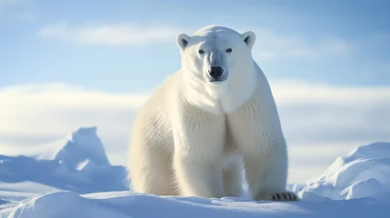 Foto op Plexiglas a polar bear standing in the snow © Nicoleta