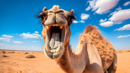 Camel is looking in camera