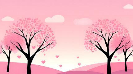 valentine day background with tree and hearts 