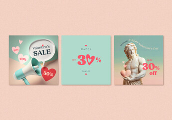 Valentine's Day Sale Social Media Layouts, Images Generative AI
