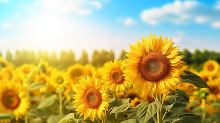 Sunflower field with sky