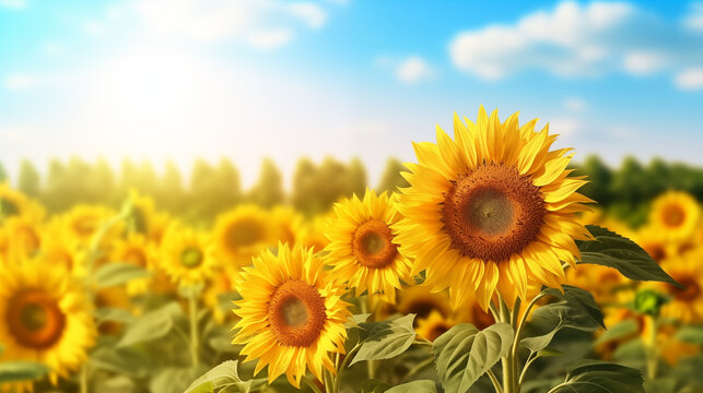 Sunflower field with sky © HQ2X2