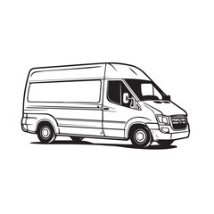 DELIVERY VAN in cartoon, doodle style. Isolated 2d vector illustration in logo, icon, sketch style, Eps 10, black and white. AI Generative