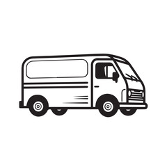 Fototapeta na wymiar DELIVERY VAN in cartoon, doodle style. Isolated 2d vector illustration in logo, icon, sketch style, Eps 10, black and white. AI Generative