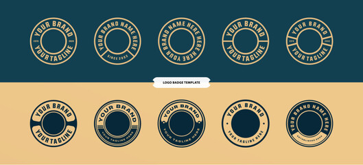 logo badge template with circle layout with text editable for clothing, sport, and apparel - obrazy, fototapety, plakaty