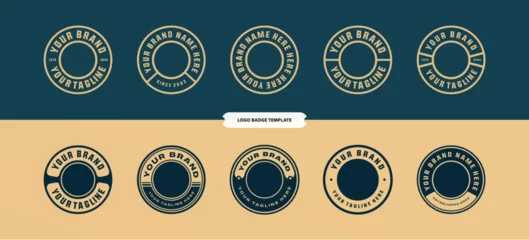 Tuinposter logo badge template with circle layout with text editable for clothing, sport, and apparel © Missingfont