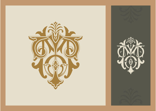 classic monogram initial TMO, MOT, OMT, MTO, TOM, OTM for wedding, apparel, clothing