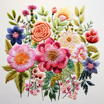 Beautiful decorative colorful embroidery  flowers  background