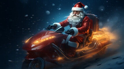 santa claus on a motorcycle