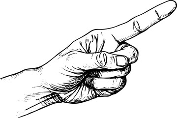Pointing Finger hand vintage sketch
