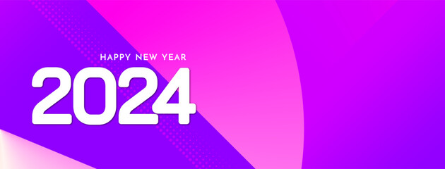 Happy new year 2024 modern celebration banner design
