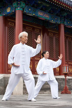 Senior Couple Practicing Tai Chi, Temple of Heaven