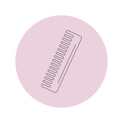 Vector icon of a hairbrush in a pink circle on a white background.