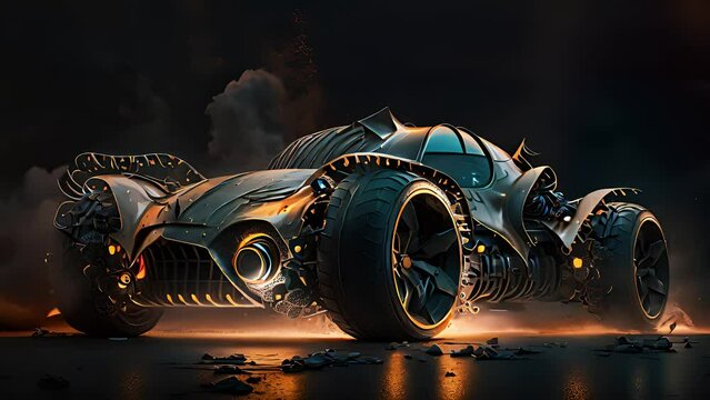 Post apocalyptic futuristic car concept. Created with Generative AI.	

