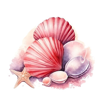 recommend clip art: Transparent seashells decoration clipart composition background