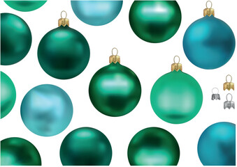 A Set of Turquoise Christmas Balls as a Set for Designers and Illustrators - Colored Illustrations without Motif, Vector