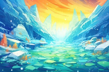 endless ice fields under the intense colors of aurora borealis