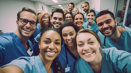 Group of doctors and nurses in the hospital