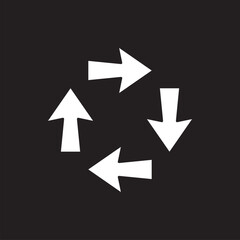 Arrows in different directions icon vector. Four Arrows icon sign symbol vector. Recycling vector icon illustration isolated on black background
