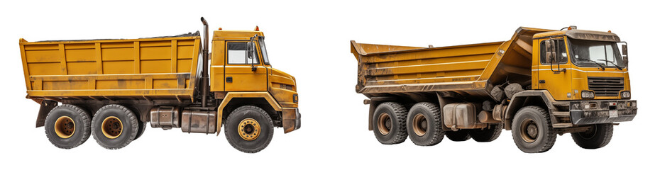 Dump truck side view, cut out - stock png.