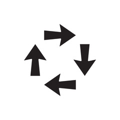 Arrows in different directions icon vector. Four Arrows icon sign symbol vector. Recycling vector icon illustration isolated on white background