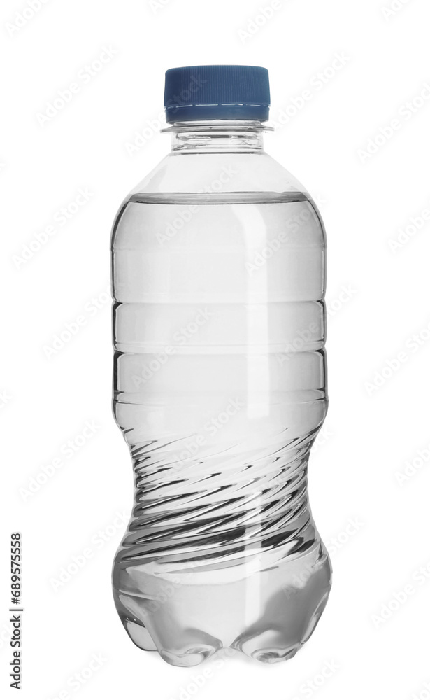 Wall mural One plastic bottle with fresh water isolated on white