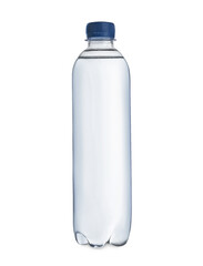 One plastic bottle with fresh water isolated on white