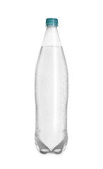 One plastic bottle with fresh water isolated on white