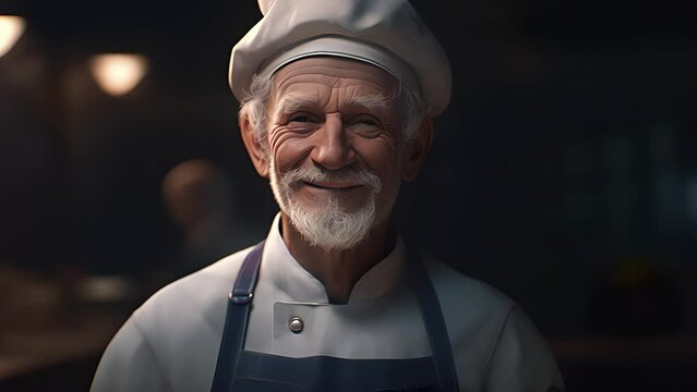 Smiling chef in his kitchen. Created with Generative AI.	
