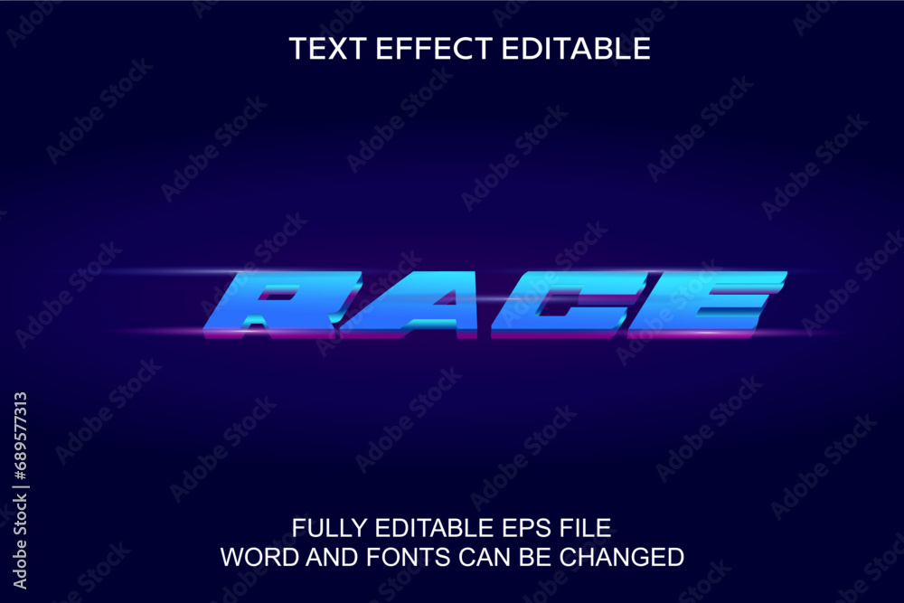 Wall mural 3d text effect race vector editable