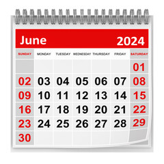 Calendar - June 2024 - obrazy, fototapety, plakaty