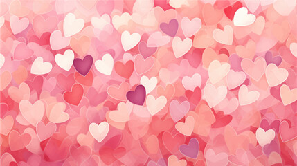 Valentine's day watercolor background with hearts. Vector illustration.